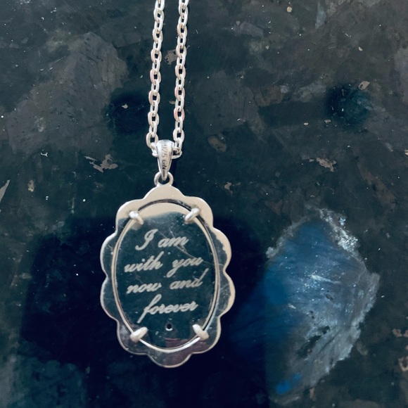 Silver Sparkling Rhinestone Angel Pendant Necklace I AM WITH YOU NOW AND FOREVER - Picture 2 of 6